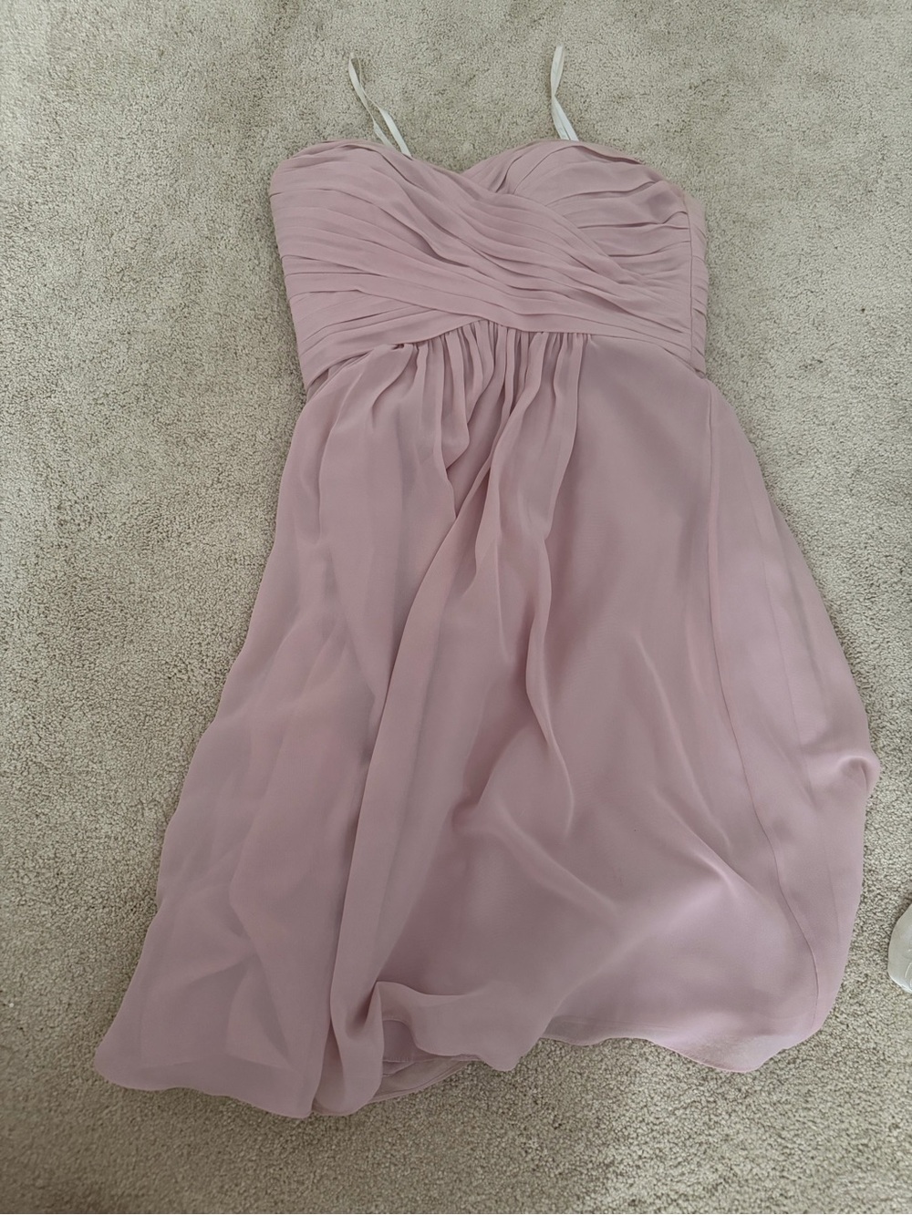 Strapless Chiffon Midi Dress in Dusty Rose